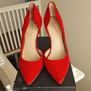 Red Suede Women's Pumps